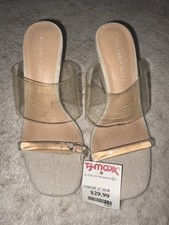 Sincerely Jules Women's Slide Sandals Clear Straps Slip On Beige US 6.5