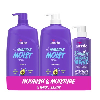 Miracle Moist Shampoo and Conditioner with 3 Minute Miracle Deep Conditioner,...