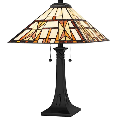 Quoizel Kaylor 2Light Table Lamp, Matte Black/Multicolor Art Glass - TF6814MBK - Picture 1 of 1