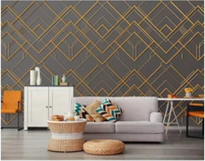 3D Graphic Lines G1886 Wallpaper Wall Murals Removable Self-adhesive Honey