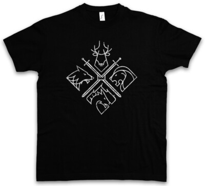 HOUSE EMBLEMS T-SHIRT Game of Swords Houses Thrones Wolf Stark Deer Tagaryen