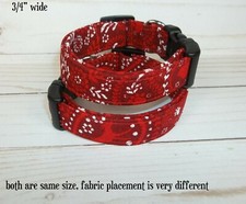 Red Paisley Bandana Dog Paws fabric Terri's Dog Collar handmade adjustable