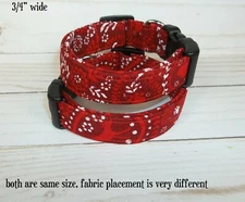Red Paisley Bandana Dog Paws fabric Terri's Dog Collar handmade adjustable