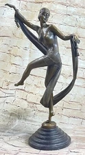 Collectible Art bronze sculpture Signed Fanny Rozet Art Deco Ribbon Dancer Gift
