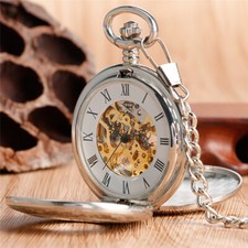 Gold/Black/Bronze Double Hunter Arabic Number Hand Wind Mechanical Pocket Watch