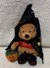Vintage Disney Stuffed toy Plush Winnie The Pooh Witch Halloween Boo 2000 8"
