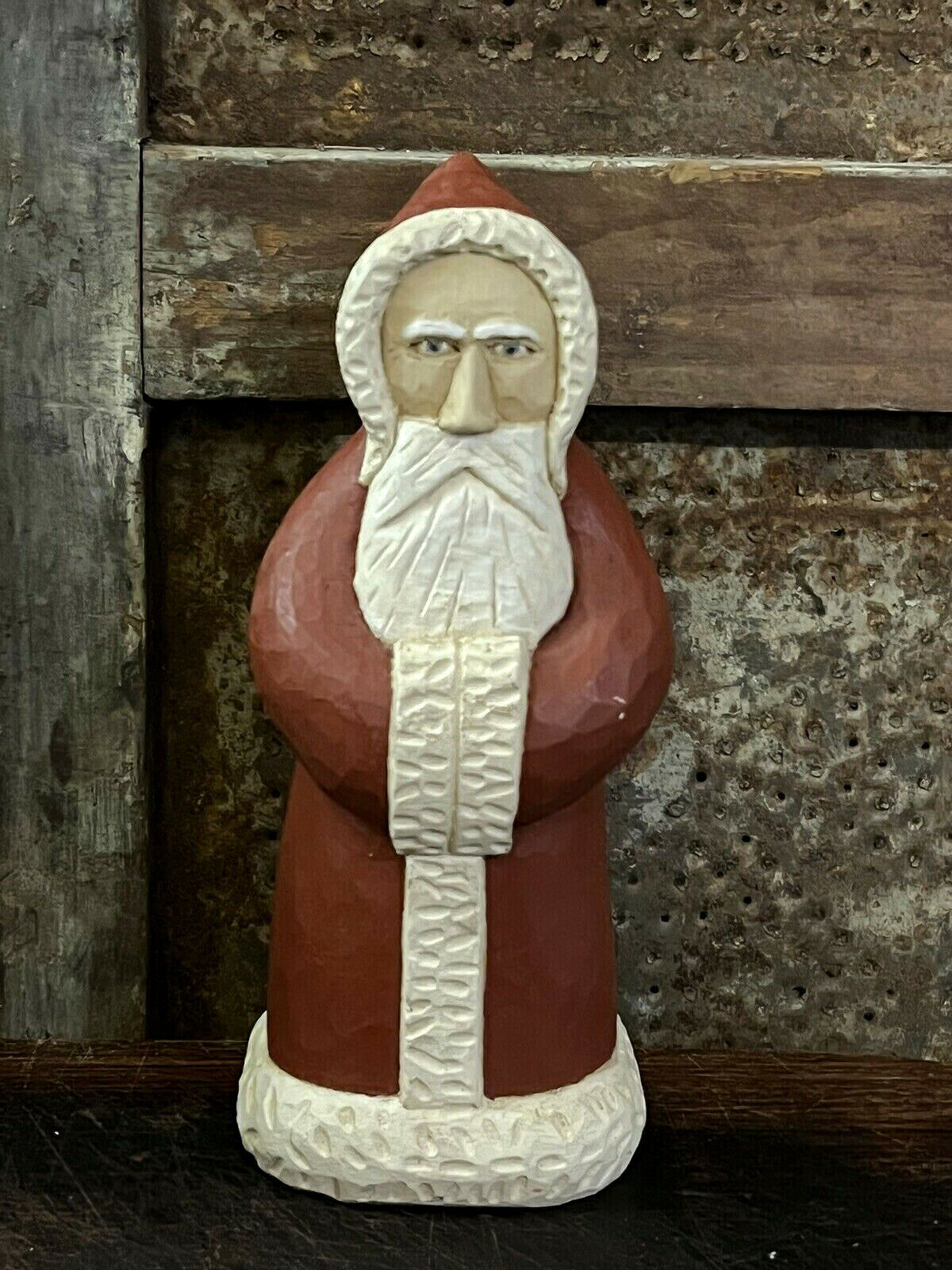 Folk Art Grubby Primitive carved Wood Belsnickle Santa Claus Signed J Krumm