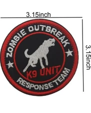 BLACK/ WHITE/ RED ZOMBIE OUTBREAK K9 UNIT Response Team Hook & Loop 3X3  Patch
