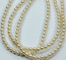100 Vanilla CZECH Glass Pearl Coated Round Bead Beads 4mm