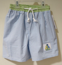 NWT Southern Sunshine Smocked Sailboat Seersucker Bathing Suit Boy's Size 6