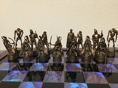 Star Wars Attack of the Clones 2002 Gold Chess Set 14 Pieces INCOMPLETE parts.
