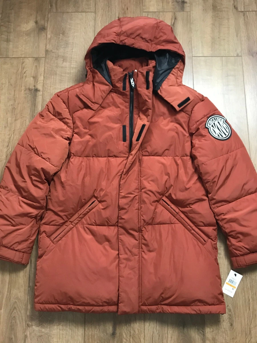 DKNY Puffer Parka Coat (Size S/ 36-38) Tan Orange RRP US$325 Detachable  Hood