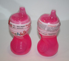 Munchkin Mighty Grip Spill Proof Sippy Cup 10 Oz Pink Soft Spout Lot of 2 NEW