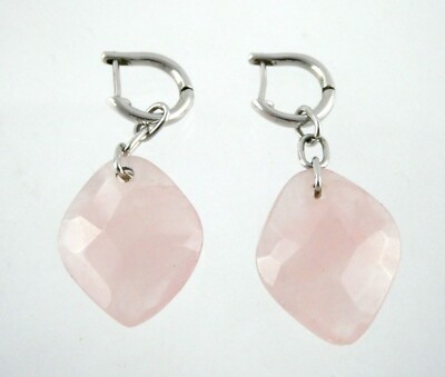Sally C Treasures SX Sterling Silver Rose Quartz Earrings 925 - Main Image
