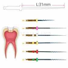 Dental Endo Root Rotary Canal Files Taper Blue NX-E3 Assorted 21mm/25mm/31mm