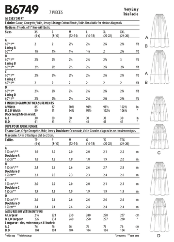 Butterick Very Easy SEWING PATTERN B6749 Misses Skirt, Midi & Maxi Lengths - Picture 4 of 4