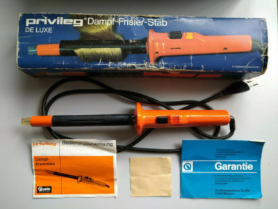 1970er Privileg Dampf-Frisier-Stab DE LUXE 28W Teflon Lockenstab OVP Full Set 