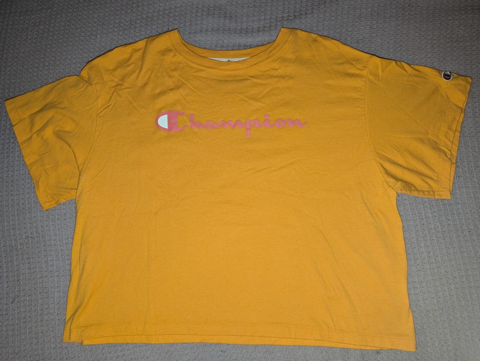 Champion Crop Top Golden Short Sleeve Top Women's, XL. Great Used Condition.-image