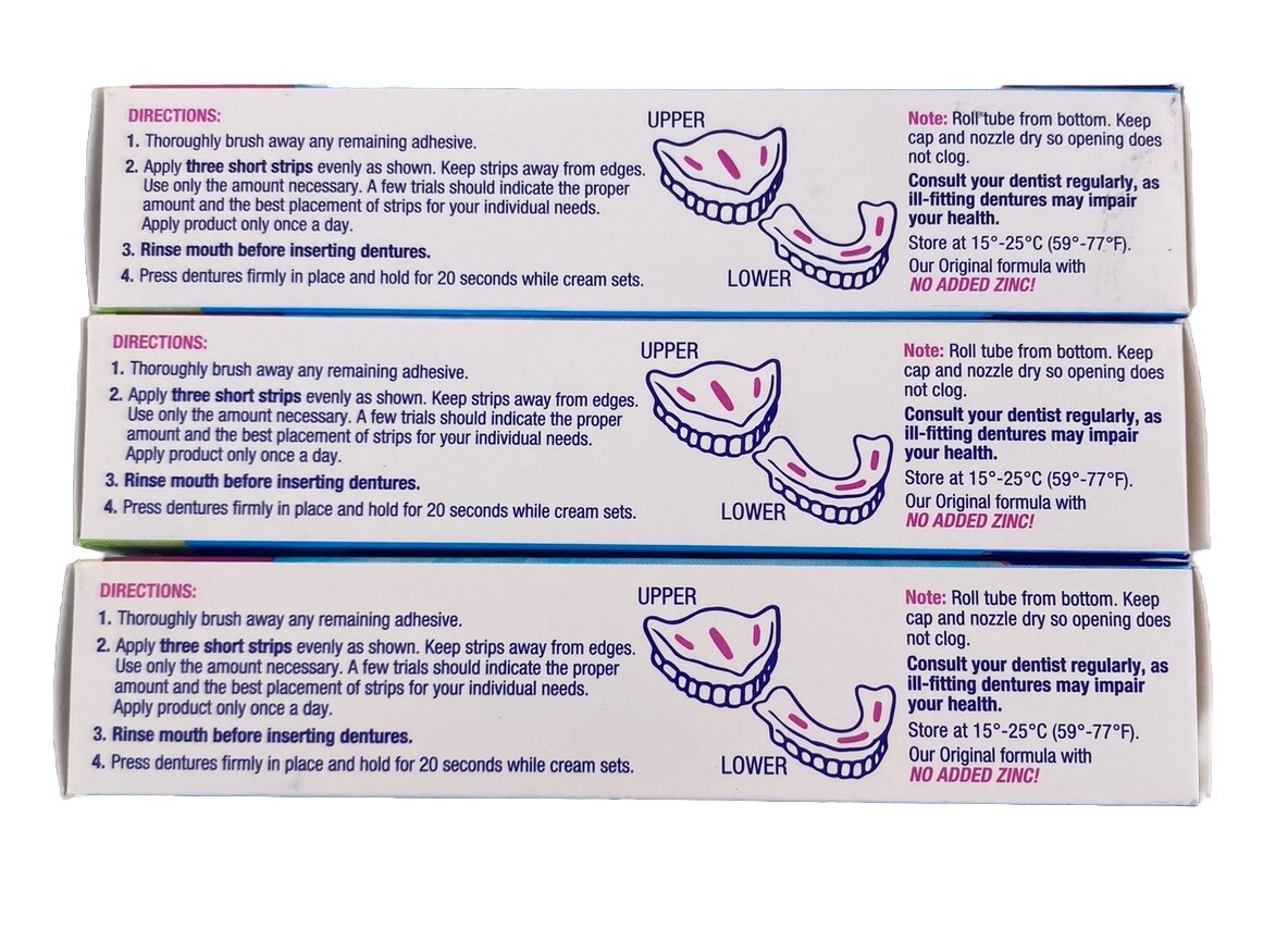 Lot of 3 Effergrip Minty Fresh Denture Adhesive Cream 1.5oz ea Extra Strong NEW