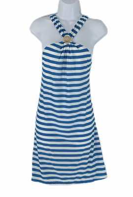 michael kors blue and white striped dress