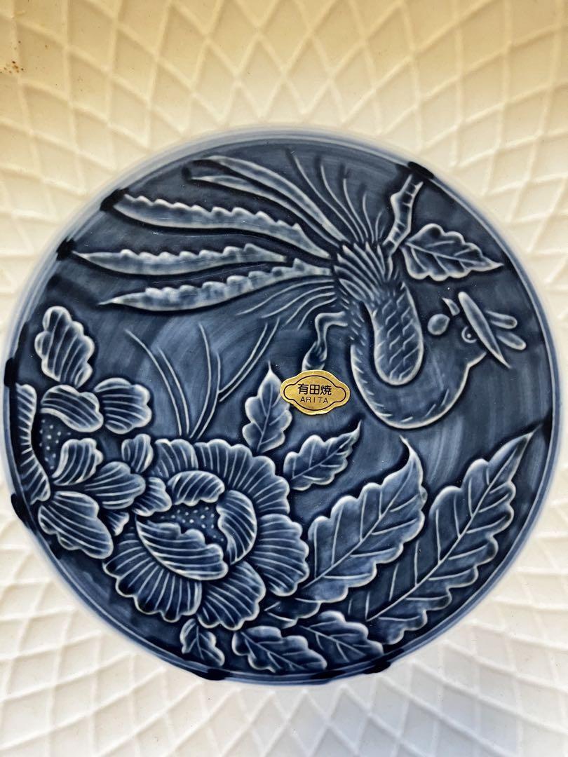 Arita Ware Mansen Kiln Large Plate Blue And White Flower Arita Ware Mansen Kiln Large Plate Blue And White Flower