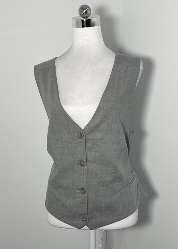Via Bovi Made In Italy Womens Gray Button Up Vest Size M - 第 1/7 張圖片