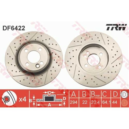 FERODO DDF2507C - Disques De Frein Avant Ventilés 296 Mm Pour Renault Trafic III, Opel Vivaro B, Fiat Talento - Jeu De 2