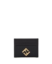 NWT NEW Black Leather Fendi Logo FF Diamonds Card Case New Season