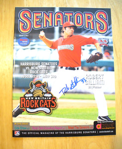 MILB - 2012 (April) Harrisburg Senators GameDay Program "Rob Gilliam" Auto. - EX