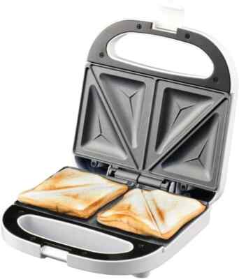 750W Sandwichmaker 2 Scheiben Toastie Toaster Antihaft Maschine Easy Clean Weiß