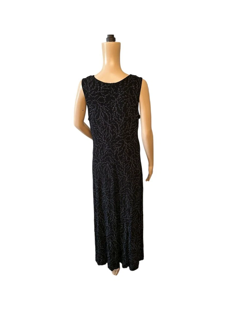 Dress Barn Sleeveless Black Dress with Silver Vines Size 12 12