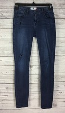 CAbi 3194 Women  s Dusk Destructed Curvy Skinny Dark Blue Denim Jeans Size 4