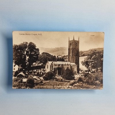 Combe Martin Postkarte um 1920 Echtfoto Devon lokale Pfarrkirche außen