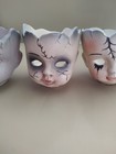 Creepy Porcelain Doll Head Cup Vase Halloween Decor Lot of 3 — photo 3