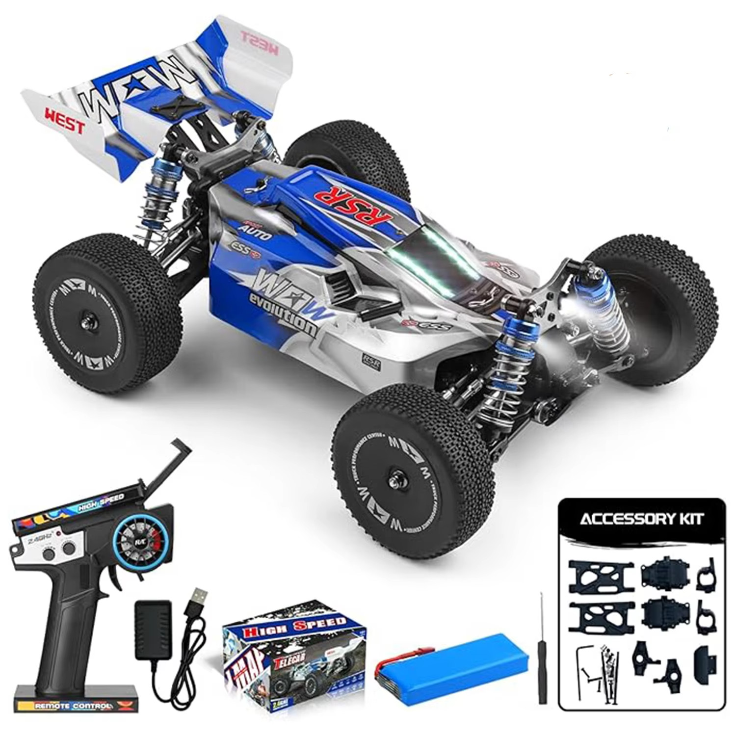WLtoys 144011 1/14 Fast RC Car,Max 43 MPH Off-Road Remote Control Car with Light