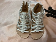 Falls Creek Kids Girls White Gladiator Sandals Zip Back Straps Open Toe US 6