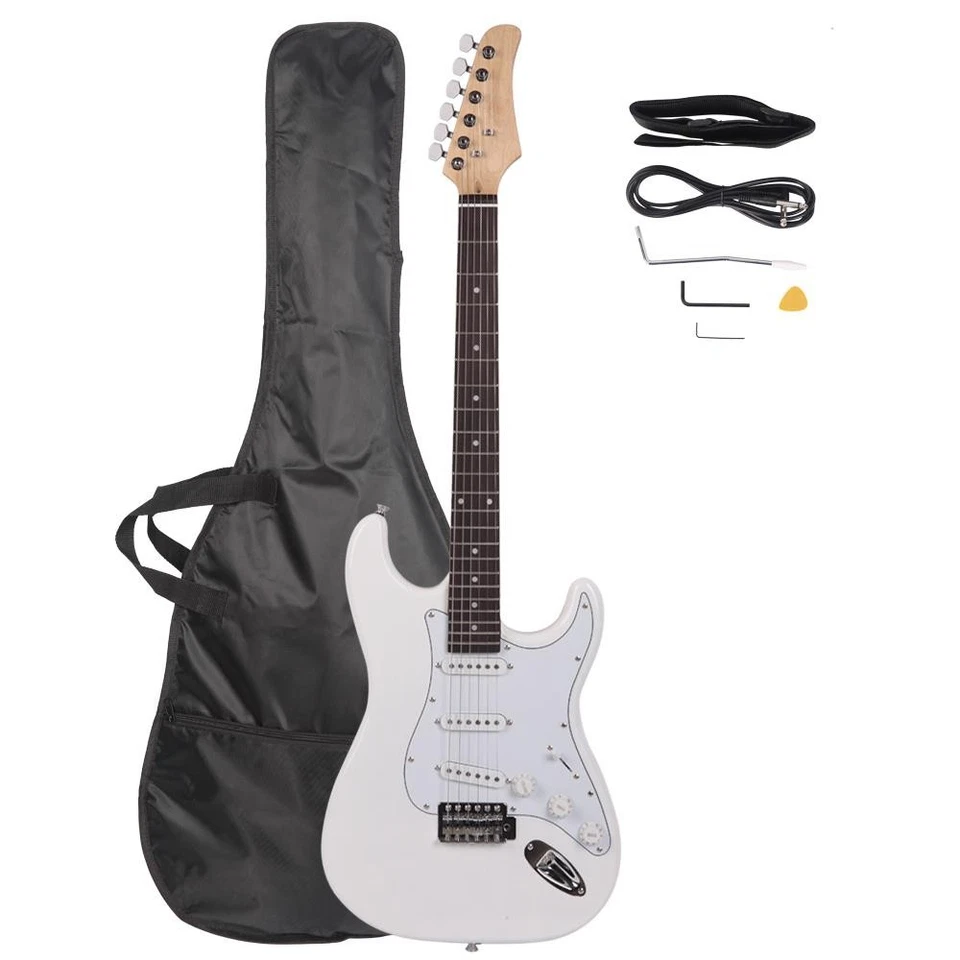 Solid Body Full-Size 39 Inch ST Electric Guitar Basswood for Beginner Kit