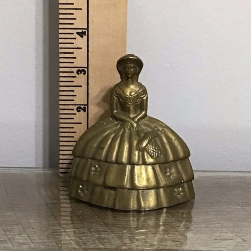 Vintage Brass Southern Belle Crinoline Lady Figurine Paperweight Bell Home Decor - Picture 12 of 13