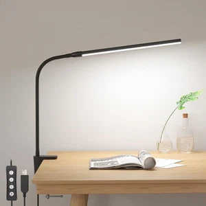 Dimmable USB Clip-On Desk Lamp with 3 Color Modes  10 Brightness Levels