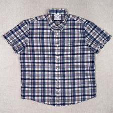 Brooks Brothers Indian Madras Button Down Shirt Mens XL Blue Plaid Lightweight