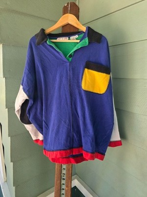 Vintage Chaus Sport Woman Colorblock Rugby Shirt 1X 100% Cotton Made Korea