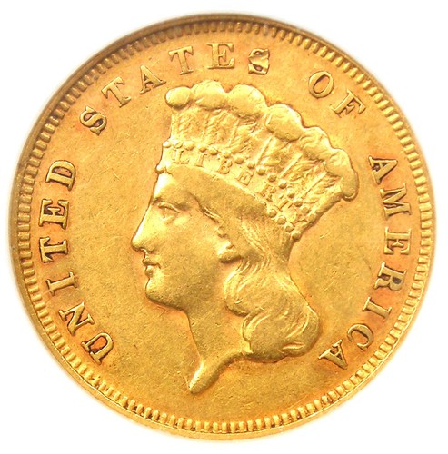 1878 Three Dollar Indian Gold Coin $3 - Certified NGC AU50 - Rare Type!