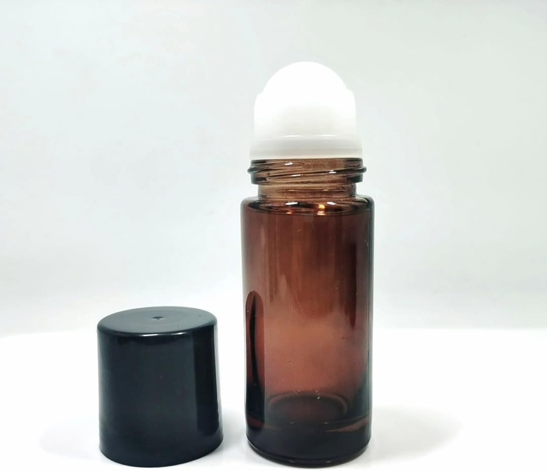 2 Pcs 50ml Brown Glass Essential Oil Roller Refillable Roll On Deodorant Bottles