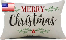 Merry Christmas Pillow Covers Holly Berries Lumbar Pillow Covers Outdoor Pillowc