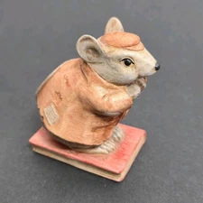 Adorable Vintage Byron Molds 3" Mouse On Hymn Book With Coat & Hat 1978 Signed