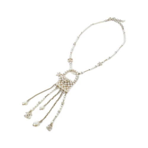 AUTENTICA COLLANA CHANEL FINTA PERLA MARCHIO COCCO PLACCATA ORO ABB253 DONNA F S