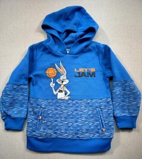 Space Jam Kids Basketball Bugs Bunny Hoodie- Blue Size 4T B5