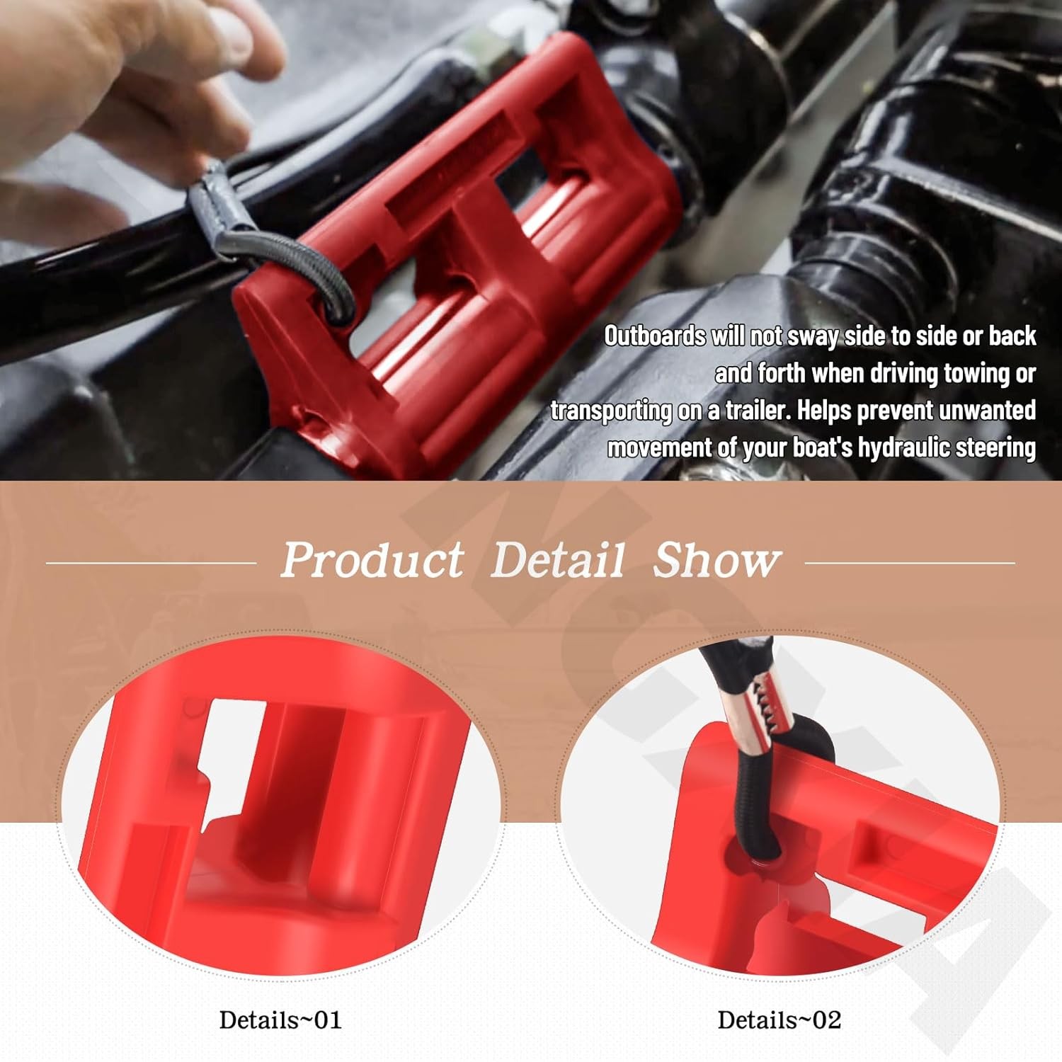 4" Steer Stop Outboard Hydraulic Steering Lock, Locks Red 