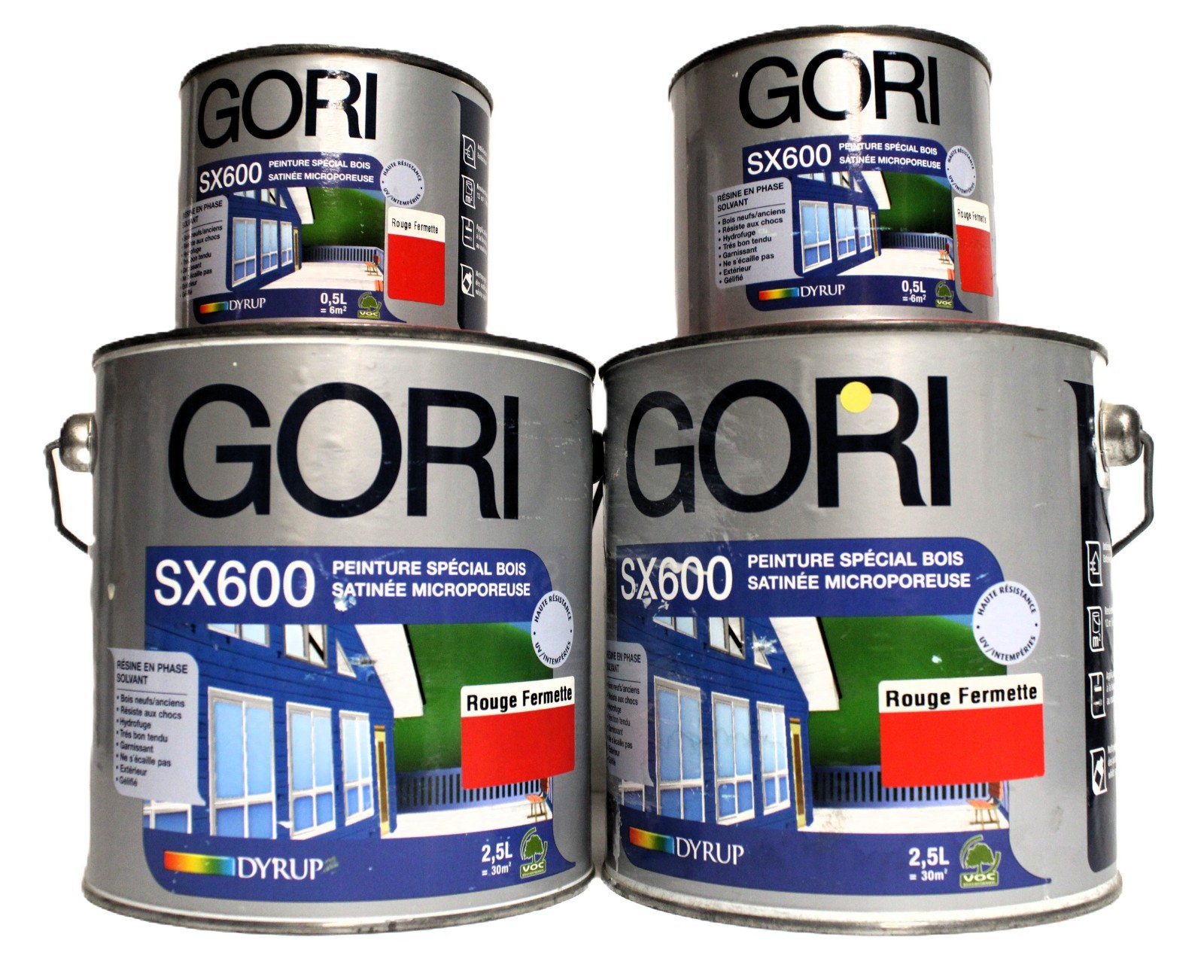 Peinture bois GORI Rouge Fermette lot de 6L pour protection extérieure