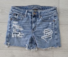 American Eagle Womens Next Level Stretch Shortie Denim Shorts Size 6 Distressed